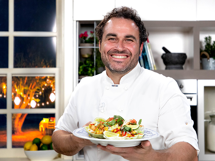 Miguel Maestre with his own Chicken San Chow Boy