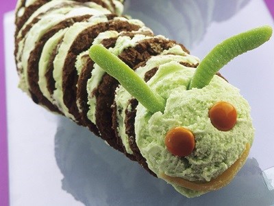 Ice cream and cookie caterpillar