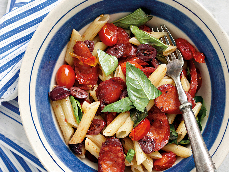 Penne with Chorizo and tomato