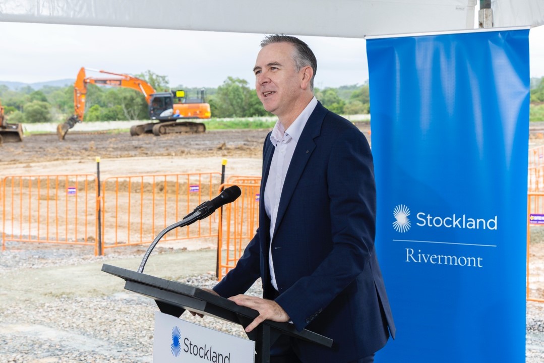 David Laner addressing the crowd at sod turn event