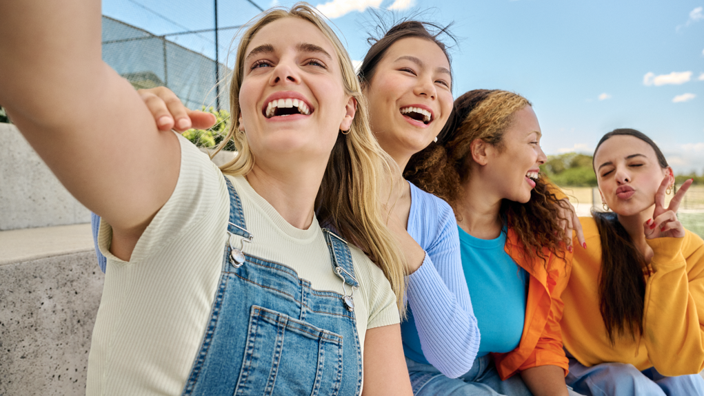 A group of girls taking a selfie