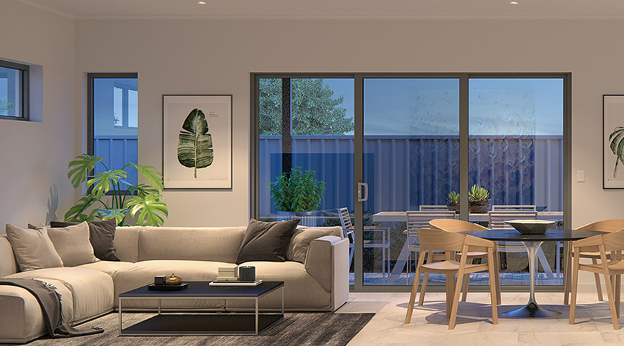 An artist's impression of a home interior at Aspire at Calleya, a purpose-built neighbourhood designed for people over 55, featuring modern, low-maintenance homes, surrounded by high quality community facilities.