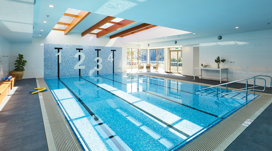 The pool at the Cardinal Freeman village clubhouse, which officially opened on 5 May 2017.