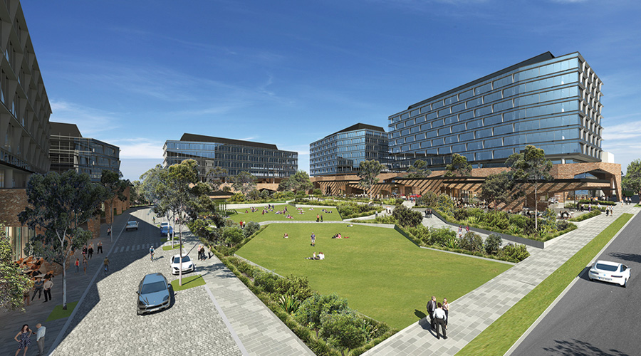 An artist's impression of Stockland's masterplan vision for a $500 million state-of-the-art technology hub at Macquarie Park in Sydney (NSW).