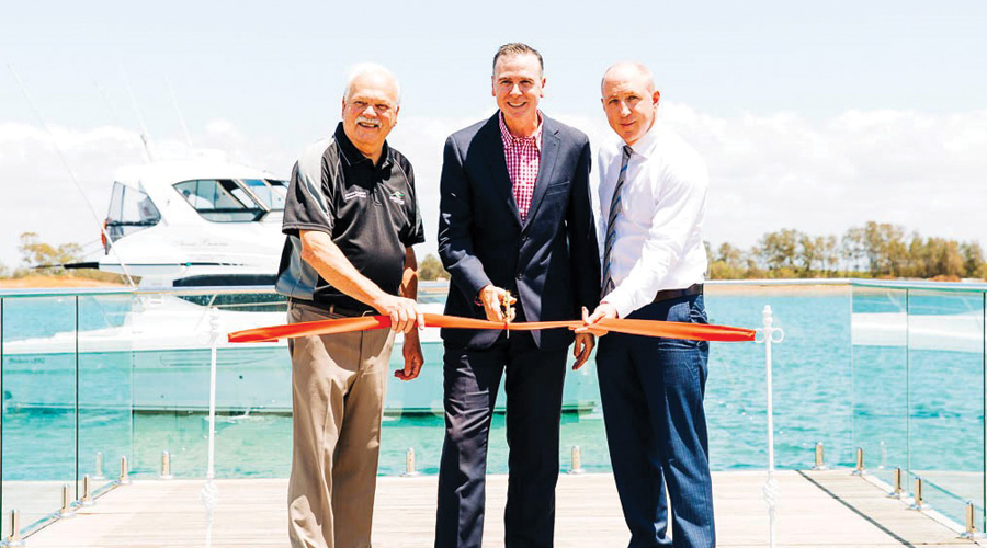 Councillor James Houghton of Moreton Bay Council, David Laner of Stockland, and Luke Howarth MP, Federal Member for Petrie, celebrated the filling of Newport’s centrepiece 22-hectare lake on 12 December 2018.