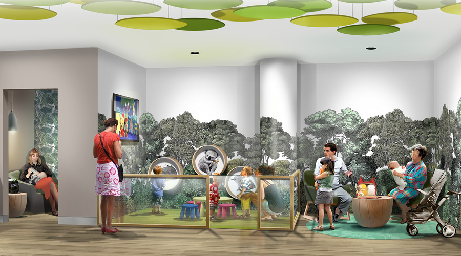 An artist's impression of the parents room that will open at Stockland Green Hills in September 2017.