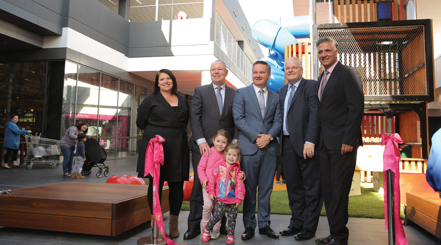 The inclusive playground at Stockland Wetherill Park (NSW) was officially opened by Touched By Olivia CEO, Bec Ho; Dr Hugh McDermott MP, Member for Prospect ; Hon. Chris Bowen MP, Federal Member for McMahon; John Schroder, Stockland Group Executive and CEO of Commercial Property, and Frank Carbone, Mayor of Fairfield.