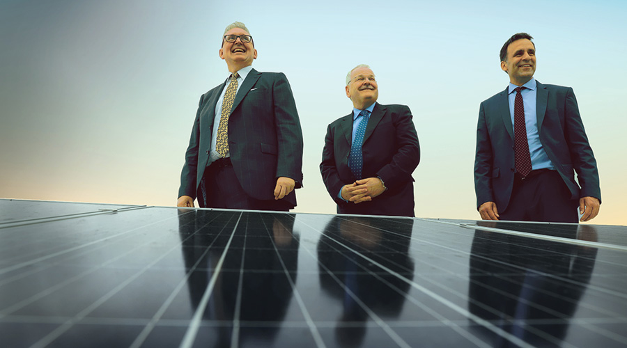 NSW Minister for Resources & Energy, The Hon. Don Harwin MLC, joined Stockland Group Executive & CEO Commercial Property, John Schroder, and Verdia CEO, Paul Peters, at Stockland Wetherill Park inspecting the largest rooftop solar project in Western Sydney. 