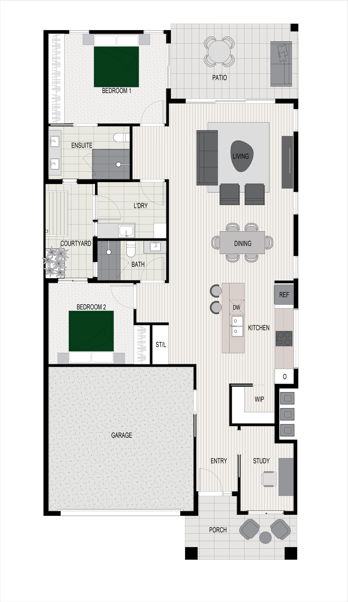 Floorplan of the Byron H9 house design, located at Stockland Halcyon Gables in The Hills district. 