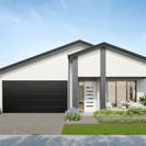 Facade render of the Springbrook G3 house design with a gable roofline in urban colour scheme, located at Stockland Halcyon Gables in The Hills district.