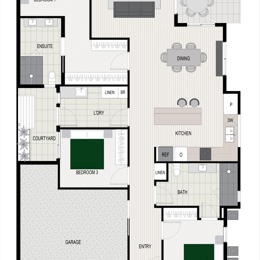 Floorplan of the Springbrook G3 house design, located at Stockland Halcyon Gables in The Hills district.