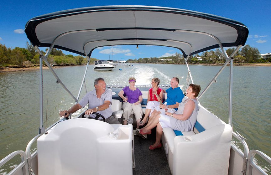 Group of homeowners enjoy the Vision by Halcyon boat on the Gold Coast waterways