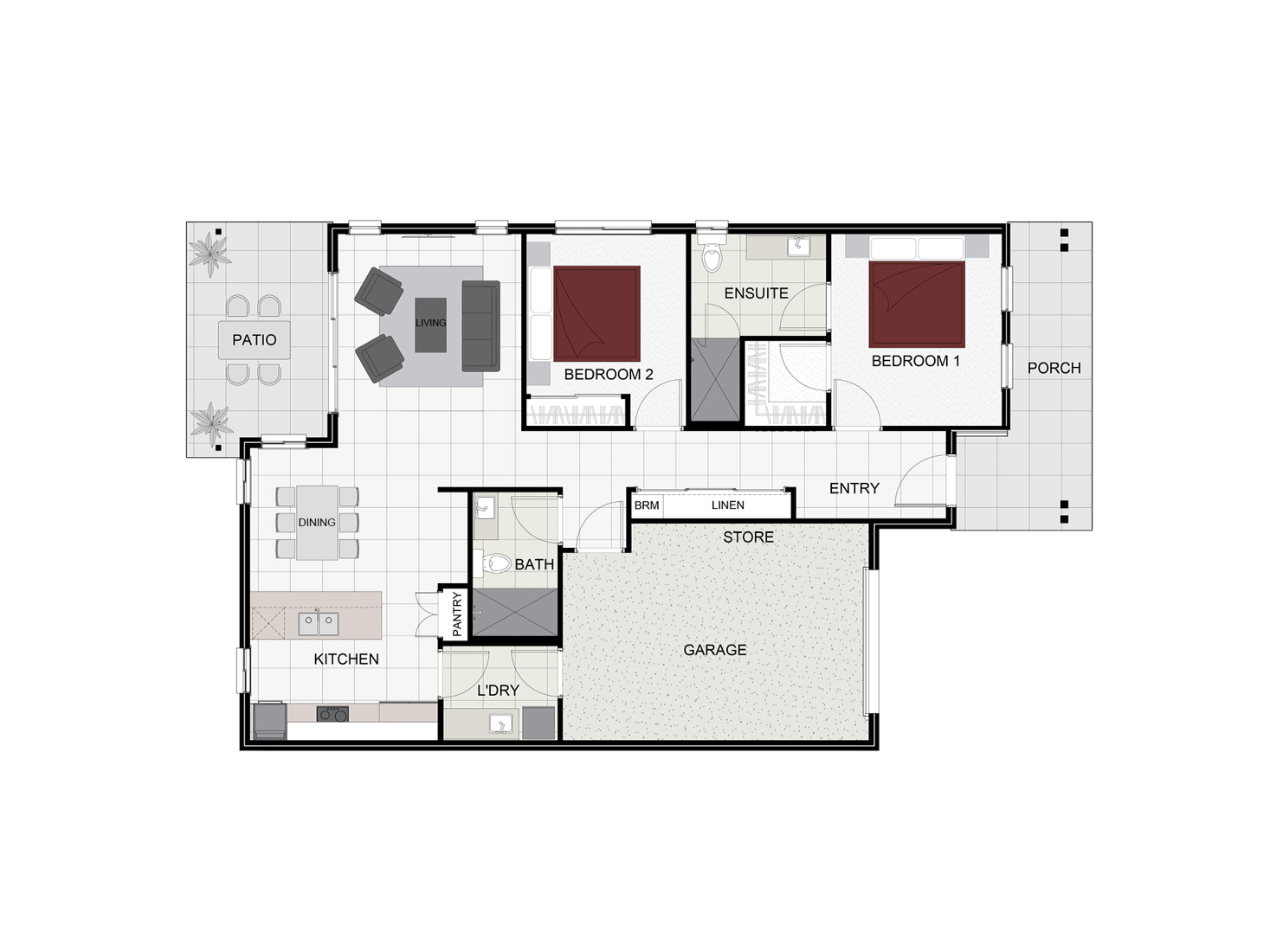 Floorplan of the Allora house design with a Gable facade located at Stockland Halcyon Rise, Logan Reserve.