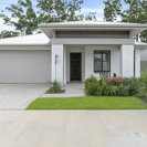 External front house facade with white exterior paint colours