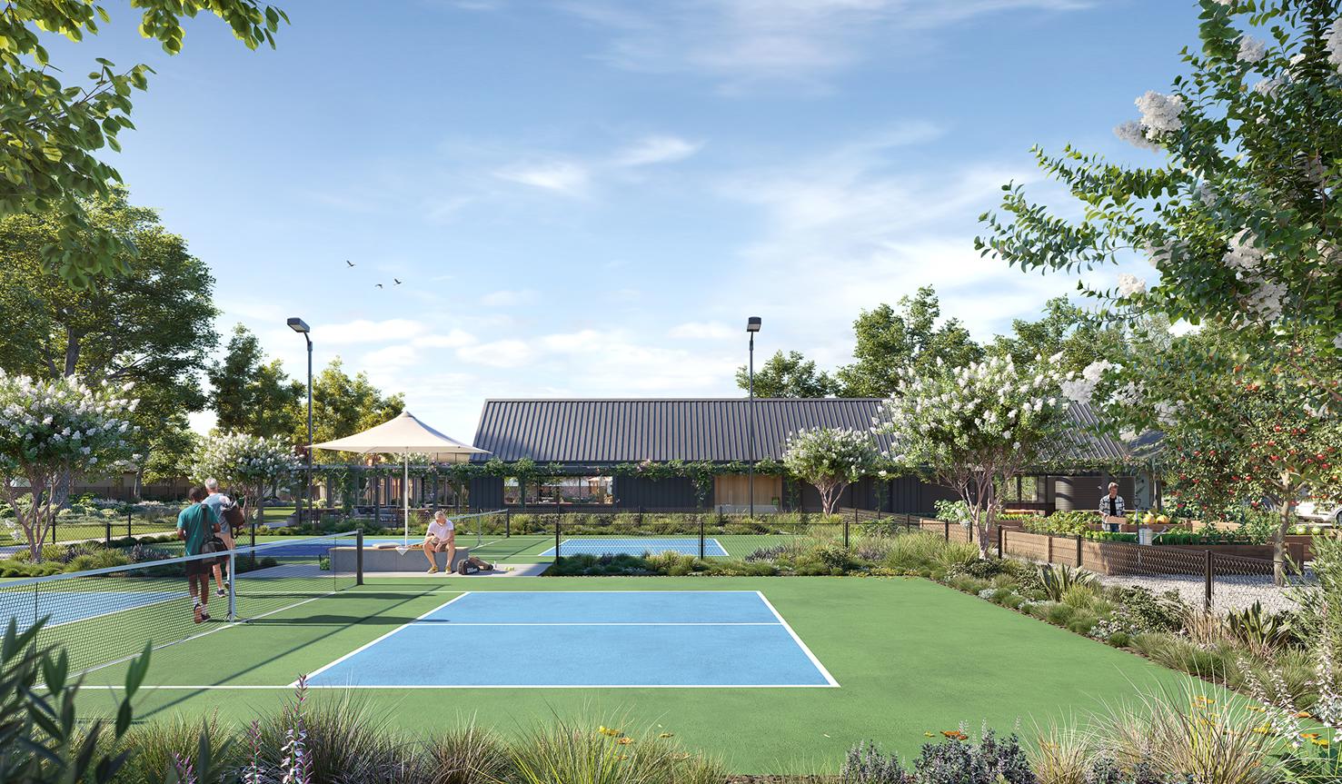 Render of Halcyon Highlands pickle ball courts