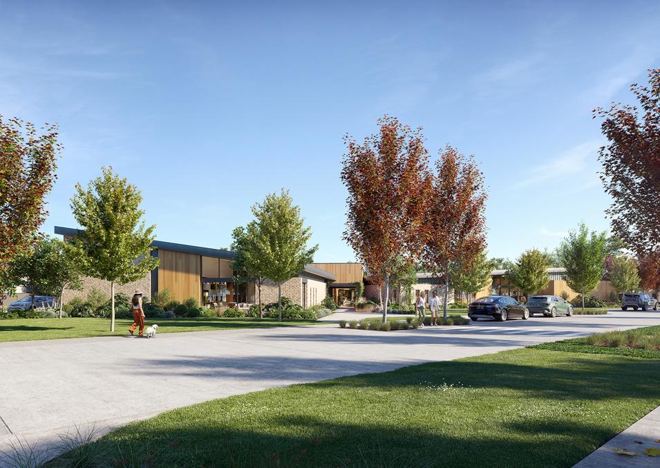 Render of clubhouse streetscape
