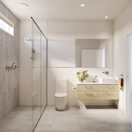 VH04 bathroom render in Bay colour