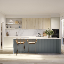 VH04 Kitchen render in Bay colour