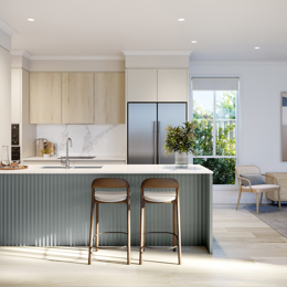 VH05 Kitchen render in Bay colour