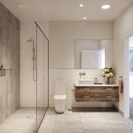 VH11 Bathroom render in Range colour