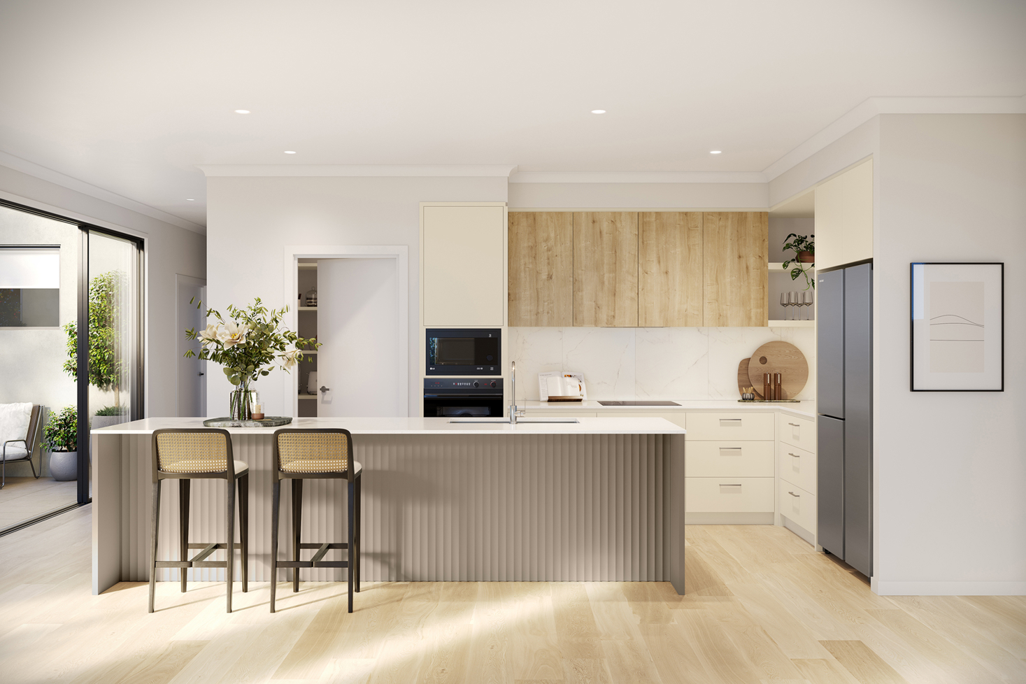 VH13 Kitchen render in Country colour