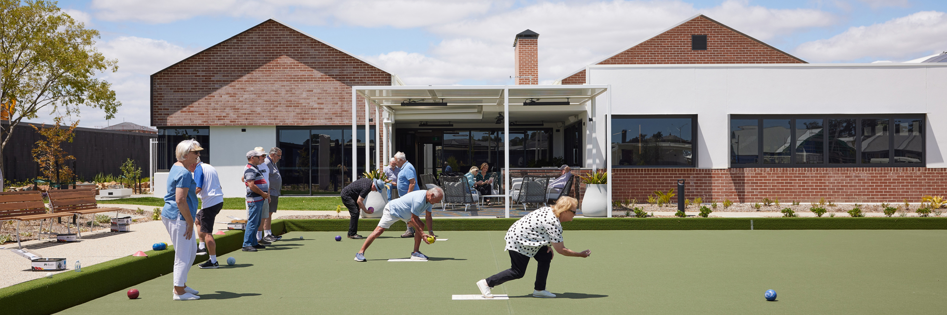 Homeowners playing lawn bowls at the Halcyon Berwick clubhouse
