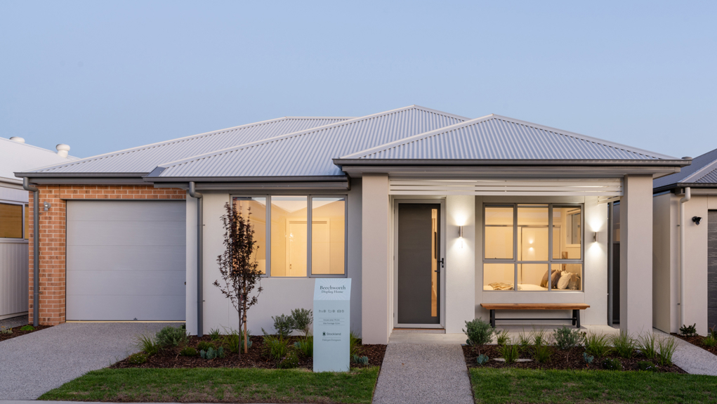 A photo taken from the front of the Beechworth display home at Halcyon Evergreen