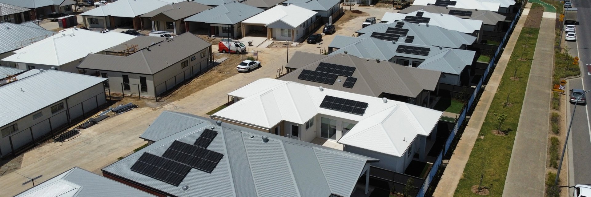 An aerial drone photo of the housing construction at Halcyon Jardin