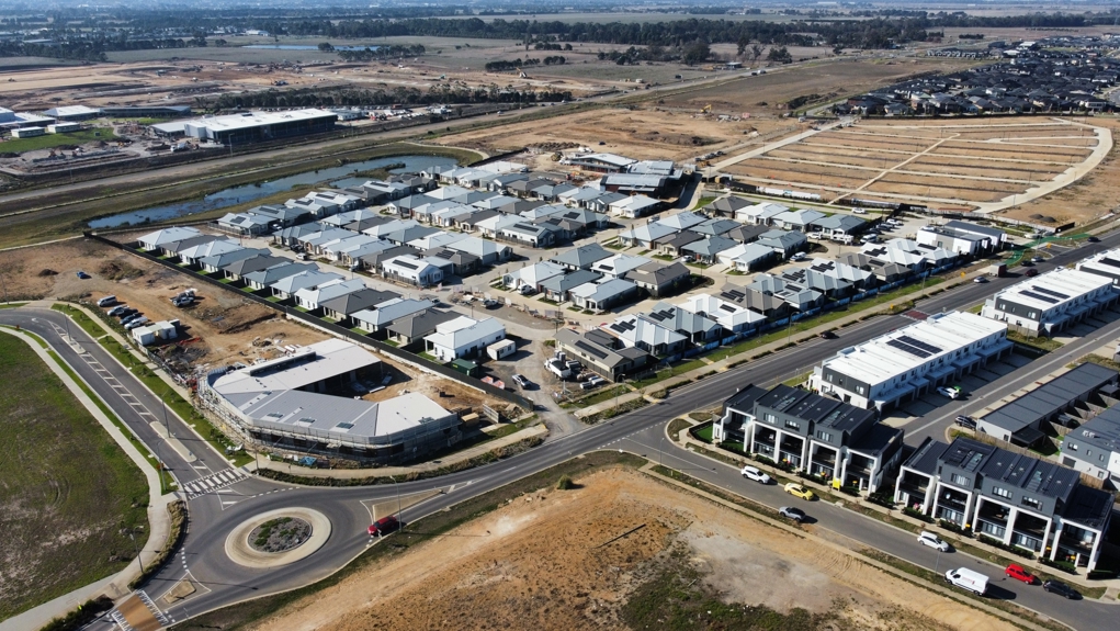 A construction photo taken by an aerial drone of the Halcyon Jardin site in May 2025.