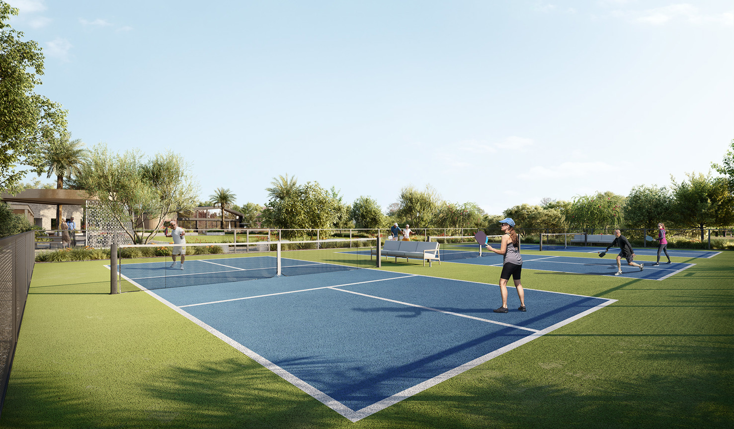 Render of the Halcyon Jardin pickleball courts