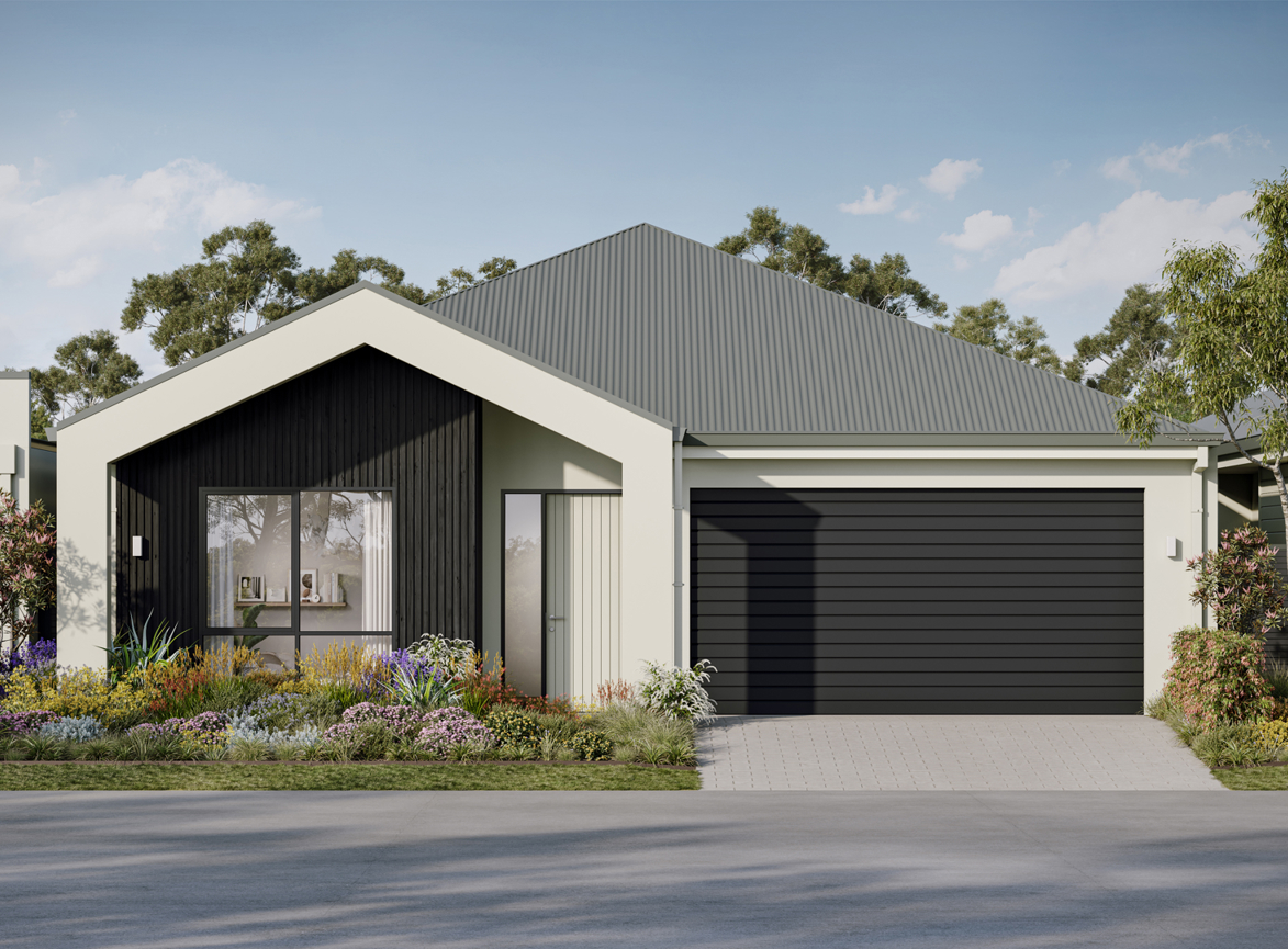 A facade render of the Leeuwin floorplan in the Urban colour scheme.