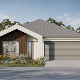 A facade render of the Leeuwin floorplan in the Country colour scheme.