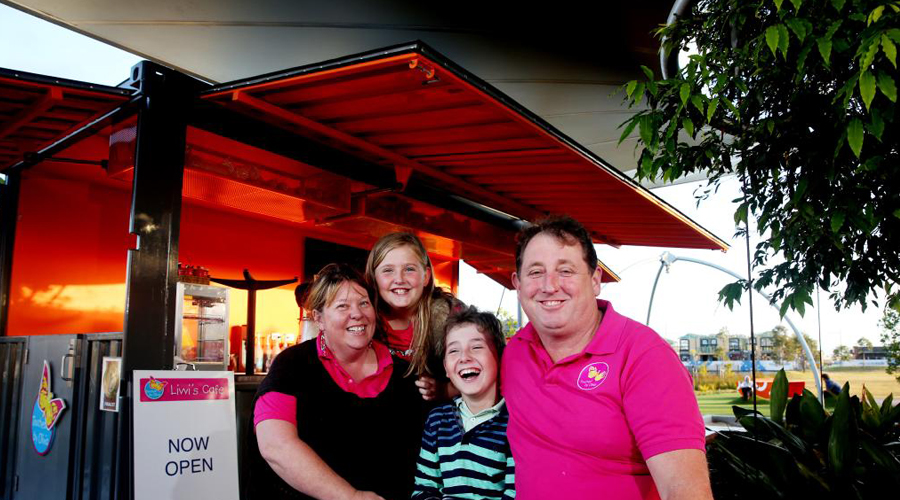 Debbie, Mali, Alex and Brendon Coombes run Livvi’s Cafe at Stockland Elara Estate, Marsden Park
