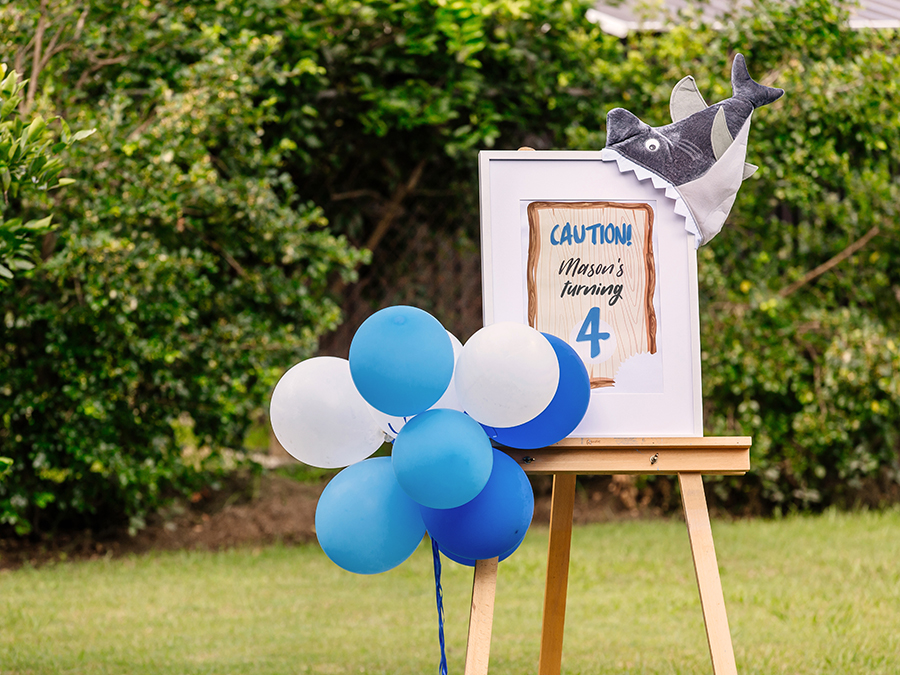 Shark theme party notice board