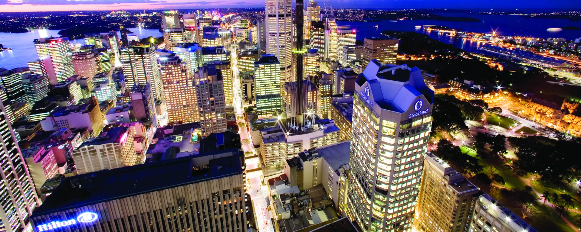 Piccadilly Complex aerial building view of CBD skyline