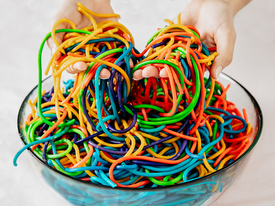 Rainbow pasta for kids