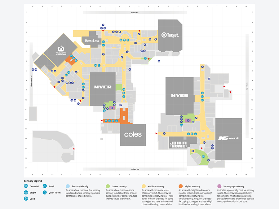 Sensory map of Stockland Shellharbour Shopping Centre