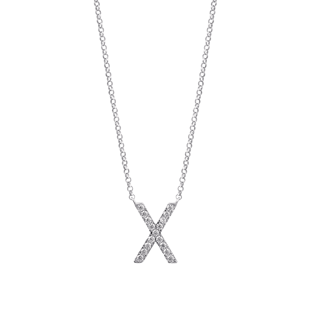 WEB限定カラー ネックレス 白色 ホワイト ゴールド レディース 【 MICHAEL HILL W INITIAL NECKLACE WITH 010  CARAT TW OF DIAMONDS IN 10KT WHITE GOLD 】 新作HOT-css.edu.om