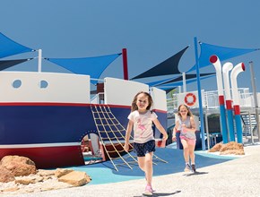 Children enjoy the inclusive Shipwreck Park at Stockland's Sienna Wood residential community in Hilbert, WA.