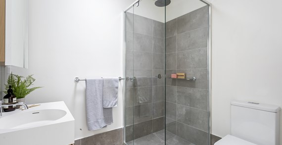 The bathroom of an Apollo townhome at Stockland Orion in Braybrook.