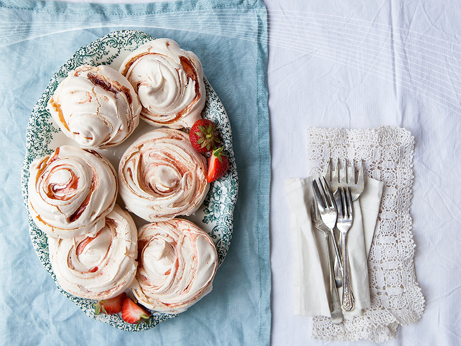 M is for Meringues with Strawberry Swirls and Fresh Strawberries  Stockland A to Z of Mmmm