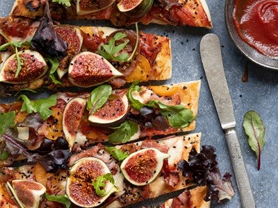 Flatbread pizza with fig,...