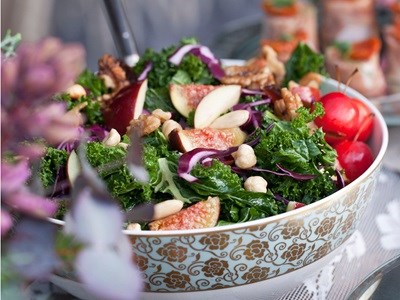Kale Salad with Figs and Hazelnuts