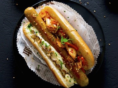Hot dog with kimchi
