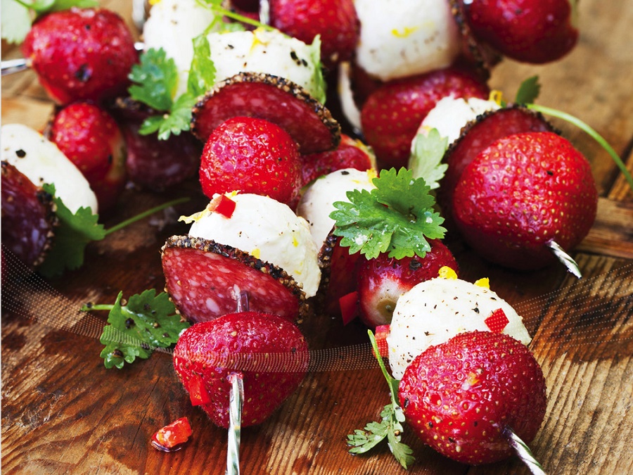Strawberry and Salami Skewers