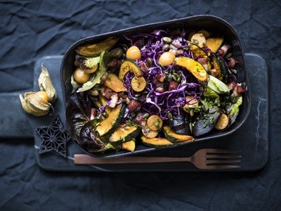 Pumpkin and red cabbage salad with...