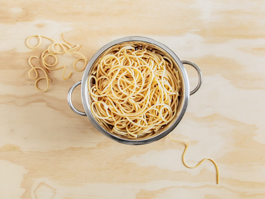 Rainbow pasta for kids - spaghetti bowl