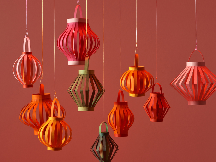 Different coloured hanging paper lantern craft