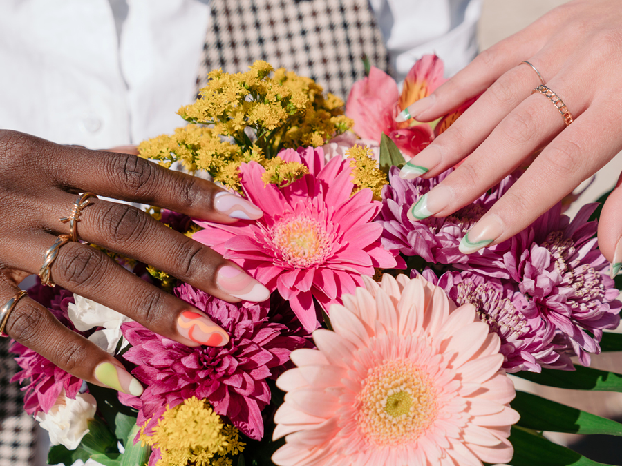 Nails and flowers. 