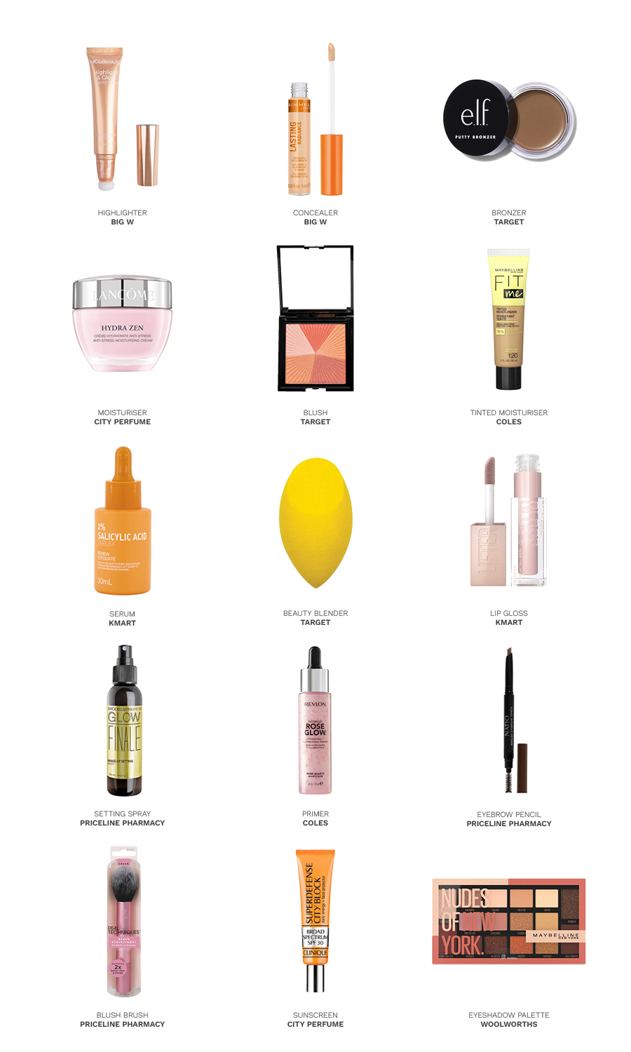 Beauty product grid